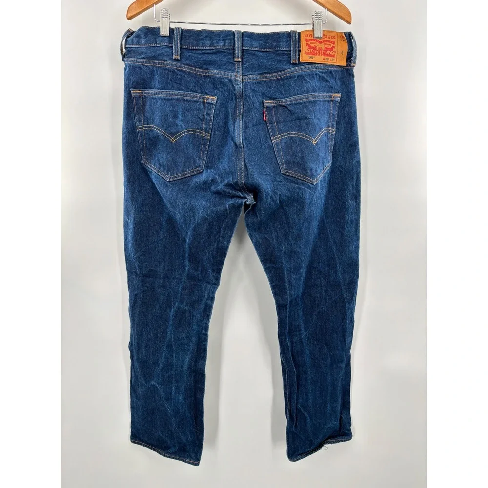 Levis 501 Mens 38x31 Y2K Style Clean Indigo Blue Denim Skater-Loose Fit